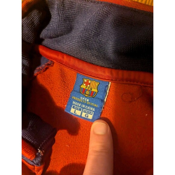 FC Barcelona FCB Large Jacket Zip-up Warm-up Mock Neck Size L Vintage - Picture 6 of 6